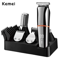 kemei beard trimmer men hair clippers body mustache nose hair groomer cordless precision trimmer 6 in 1 grooming kit waterproof