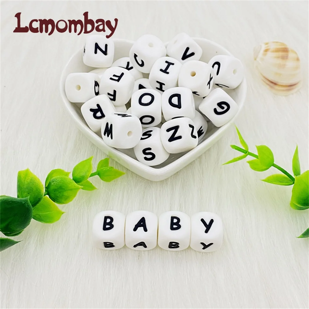 Lcmombay 100 шт. силиконовые бусины с буквами 12 мм Детские для прорезывателя