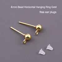 1pair 4mm bead nail stud earring findings basic pins stoppers connector for diy jewelry making accessories supplies
