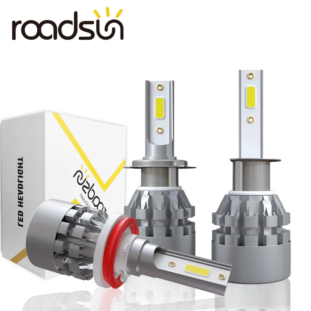 Roadsun светодиодный фонарь для автомобильных фар 2 шт. H7 H4 H1 H8 H11 комплект 9005 HB3 9006 HB4 12