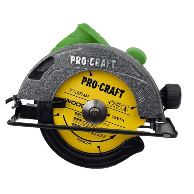 Пила циркулярная ProCraft KR2300 (мощность 2300 Вт диск Ø185 мм пропил 62 вес 4 0кг 2 диска в