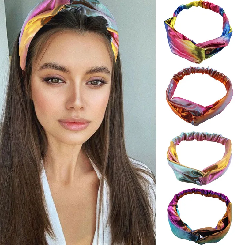 Тюрбан для мытья волос Женский двухцветная повязка на голову с блестками и
