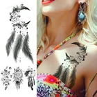 Сексуальная временная татуировка в стиле Ловец снов; Пером цветами листья татуировка на грудь для девушек и женщин наклейки для тела Драгоценный Камень Роза Пион Мандала