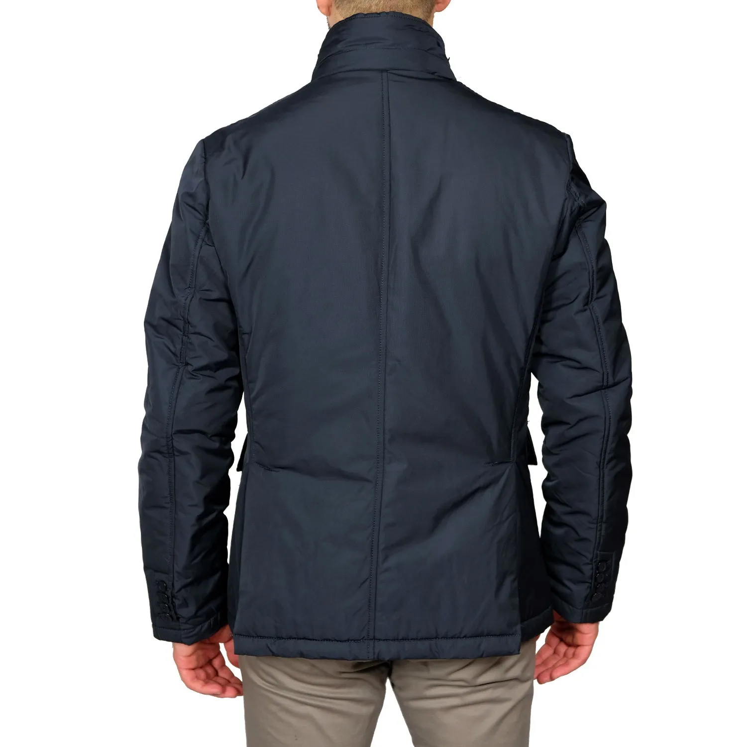 Мужская зимняя стеганая куртка синий элегантный строгий Элегантный Приталенный