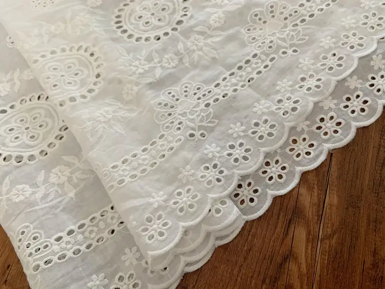 

5 yards Embroidered Eyelet Lace Trim Cotton Lace Trim With Hollowed Out Floral