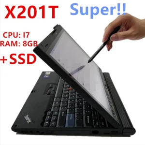 used computer for lenovo x201t laptop i7 8gb ram touch screen with ssd for alldata software mb star c4 c5 c6 diagnostic tool free global shipping