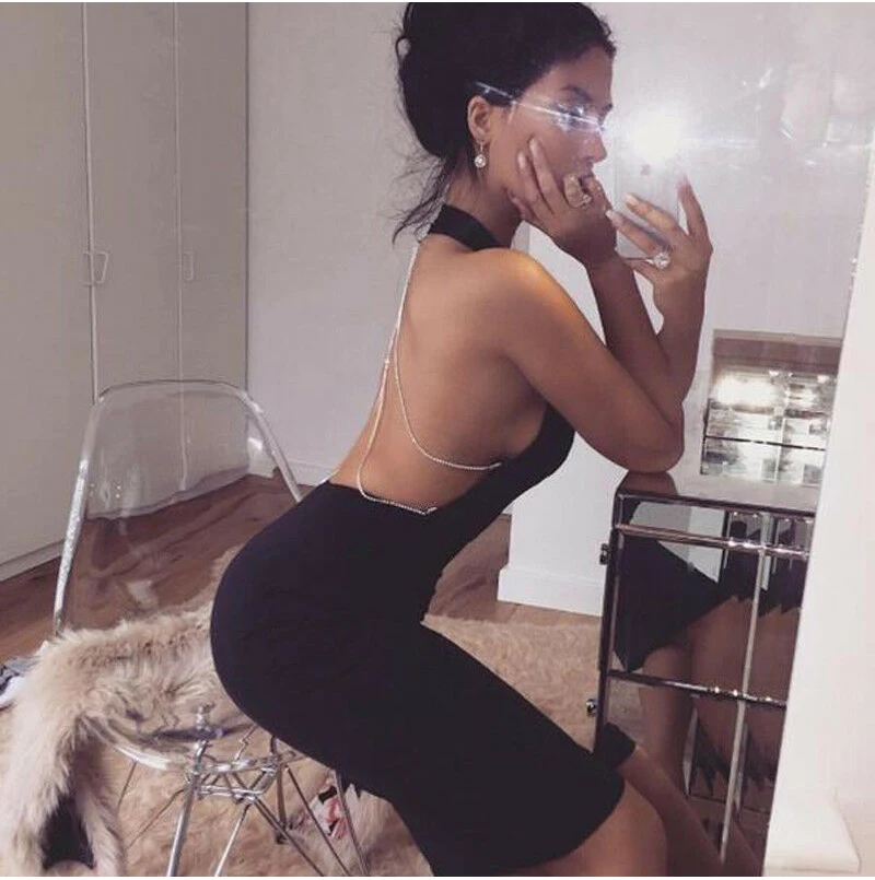 backless 1 Женское сексуальное облегающее платье на бретельках, распродажа, без рукавов, вечерние платья, повседневное женское платье - Цвет: backless 1