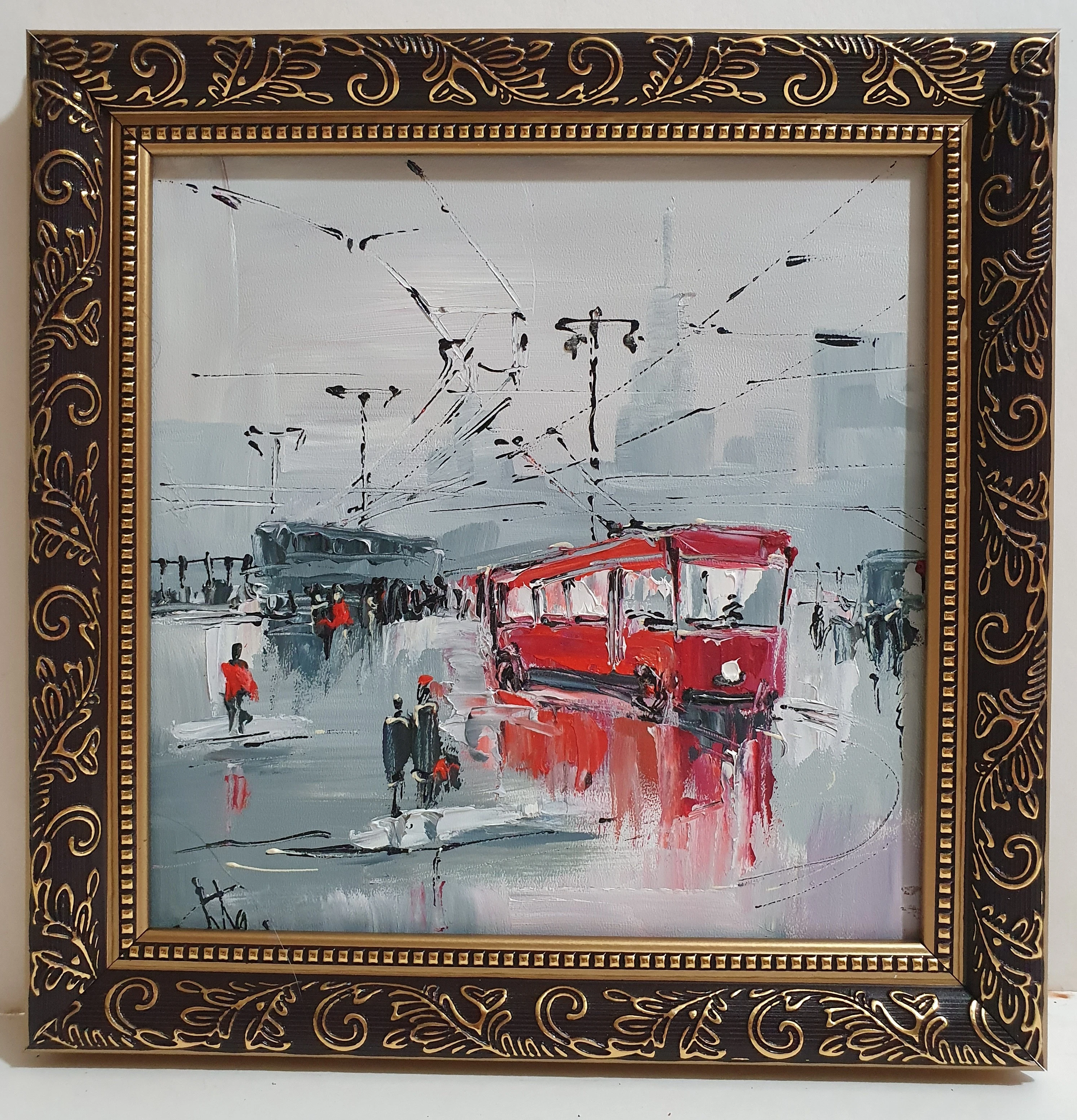 Oil painting The fiberboard &quotcity&quot оформлено in frame 25 х25см item No: 20210815_151716 | Painting &amp Calligraphy