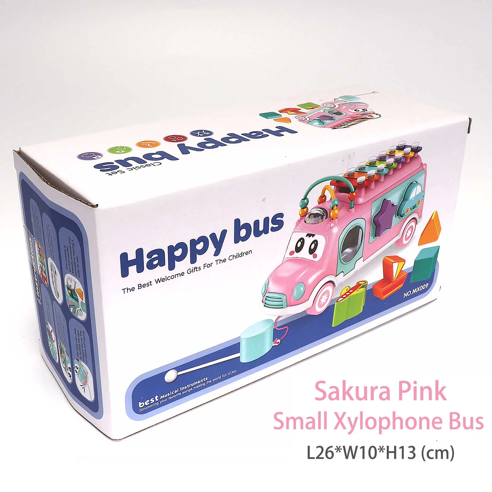 small sakura pink Пластиковый ксилофон, автомобильный музыкальный инструмент, игрушка для детей от 1 до 3 лет, обучающая Мобильная игрушка для малышей, для мальчиков и девочек - Цвет: small sakura pink