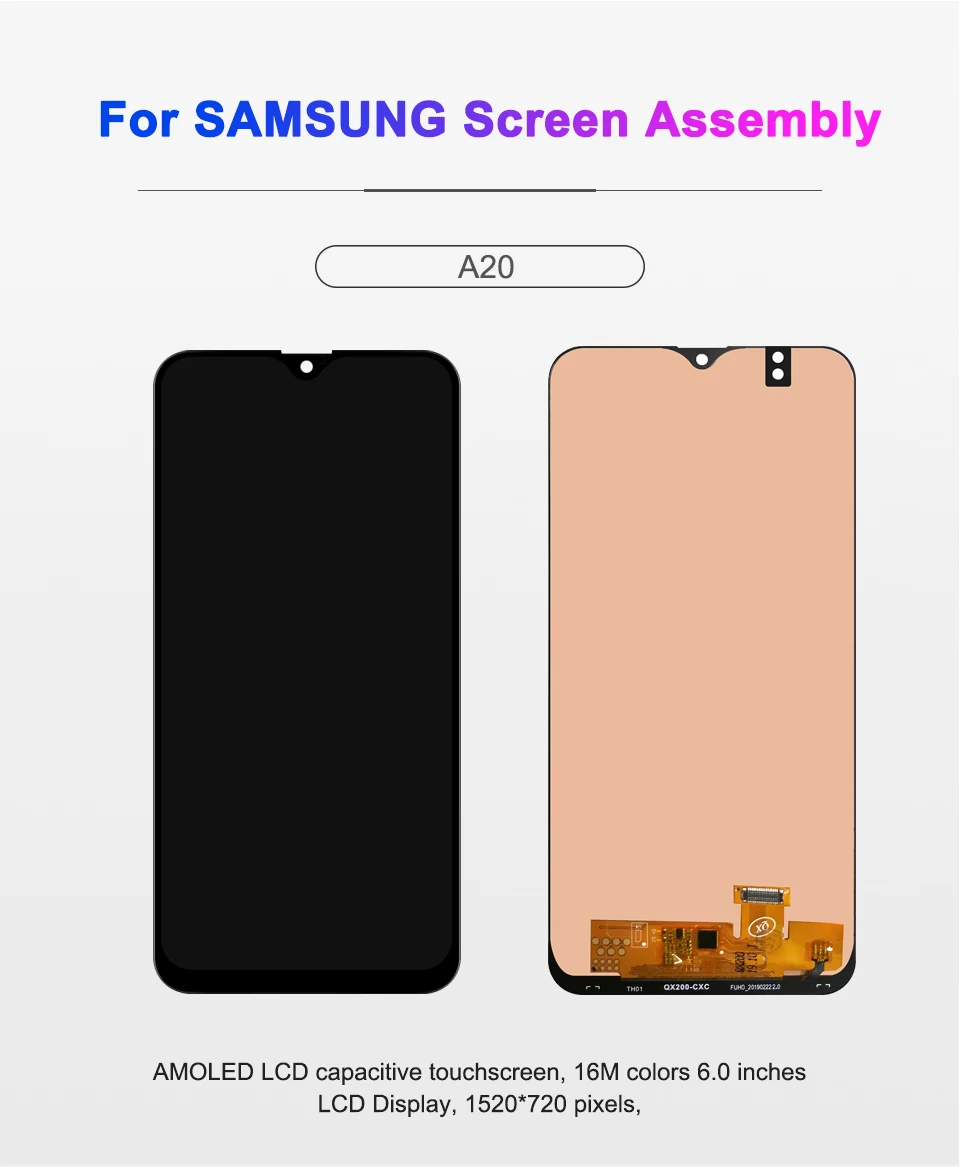 6,0 дюймов A20 дисплей для samsung galaxy A20 lcd дигитайзер A205/DS A205F A205FD A205A дисплей кодирующий преобразователь сенсорного экрана в сборе