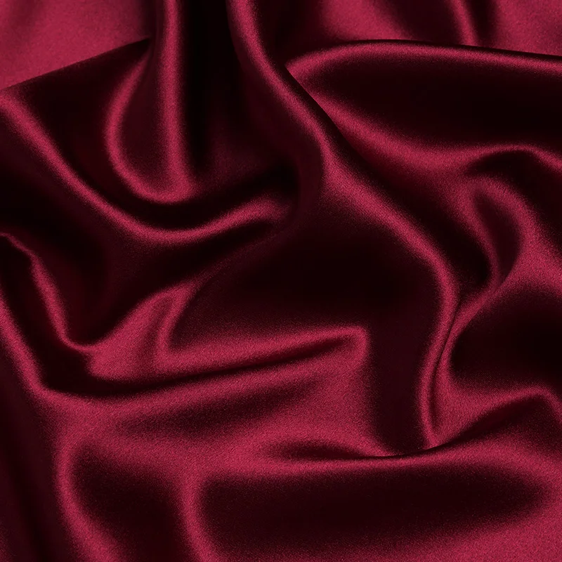 

100% silk charmeuse satin 16mm 114cm(45") width wine red color mulberry silk fabric NO.30