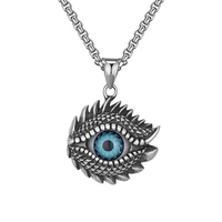 high quality 3d evil eye animal necklace for men stainless steel vintage gothic punk blue eye mens necklace jewelry gift party