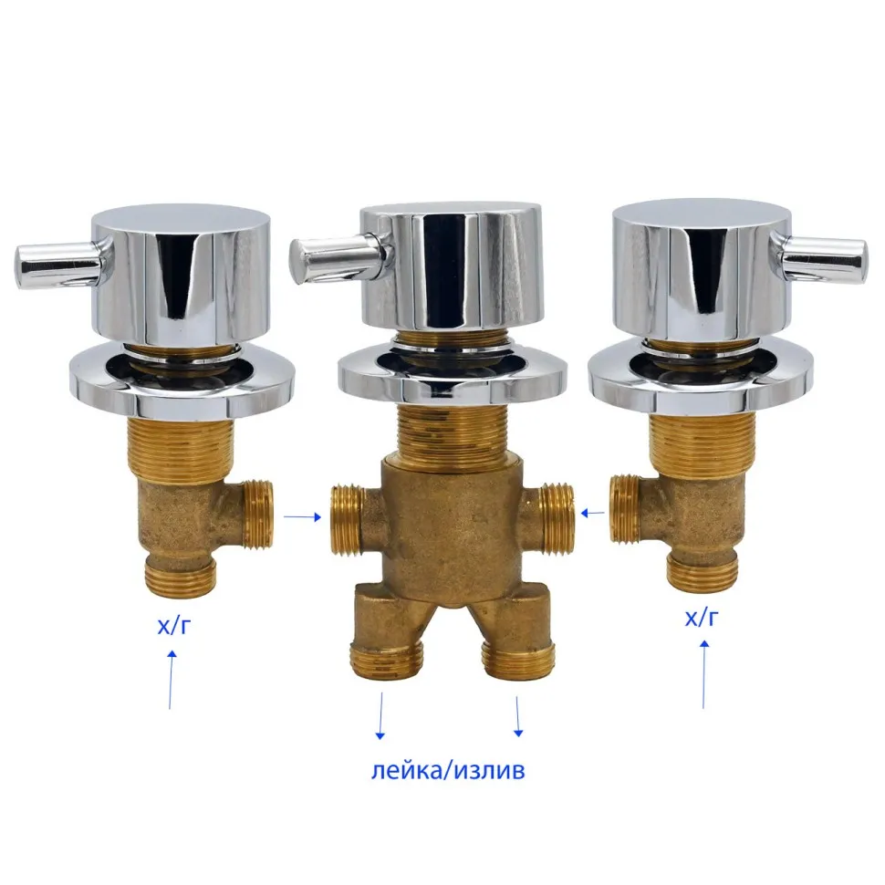 Смеситель на борт ванны 2 положения (переключатель + крана х/г) под 3 отверстия AF6927 |