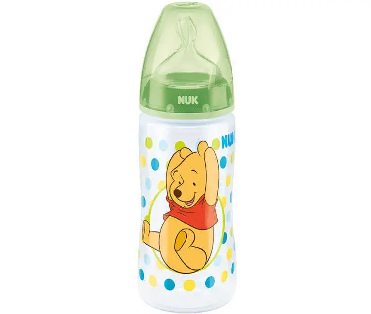 

NUK First Choice Plus Orthodontic Drinking Bottle, Disney winnie PP - silicone 0-6 months 300 ml. Medium Feed Hole