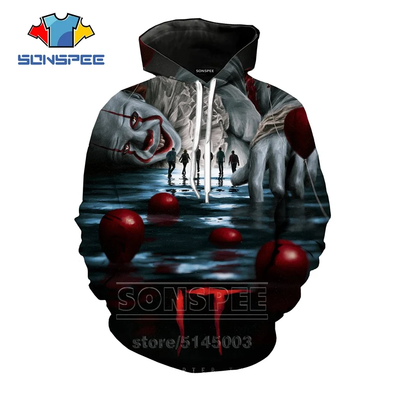 Pennywise толстовки новые для мужчин и женщин террор клоун Толстовка 3D принт It Chapter Two унисекс топ с длинными рукавами пуловер с круглым вырезом C063-17