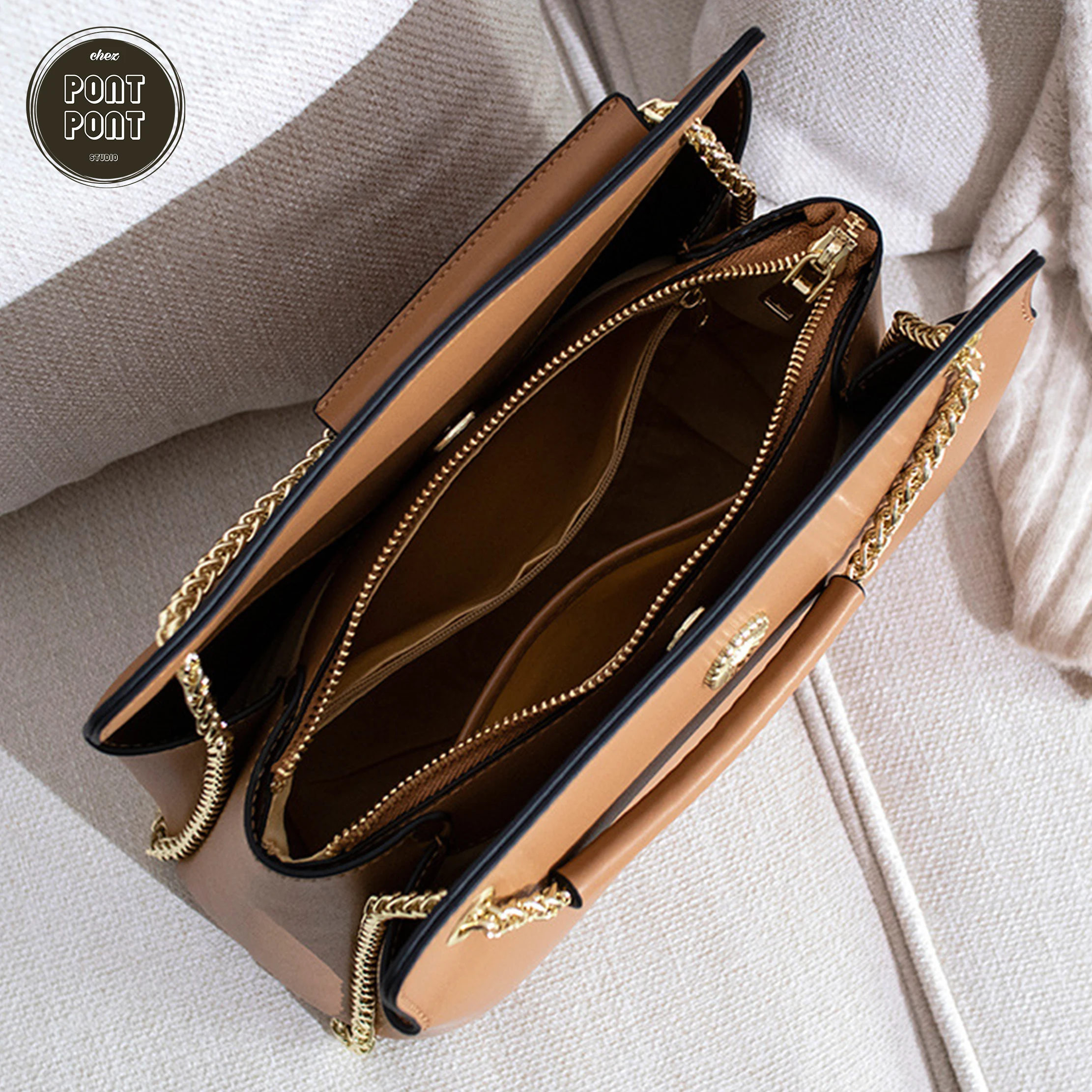 large female handbag genuine real leather chain shoulder bag for women designer chic big capacity zipper lady office sac a main free global shipping