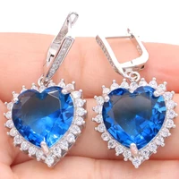 40x20mm romantic 13 5g heart created london blue topaz golden citrine pink kunzite cz ladies 925 solid sterling silver earrings