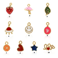 10pcs fashion colorful enamel star strawberry smiley heart pendant ladies trend diy various jewelry making supplies accessories