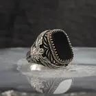 Мужское кольцо, турецкое серебряное Ювелирное Украшение ручной работы, ониксовый камень с орлом