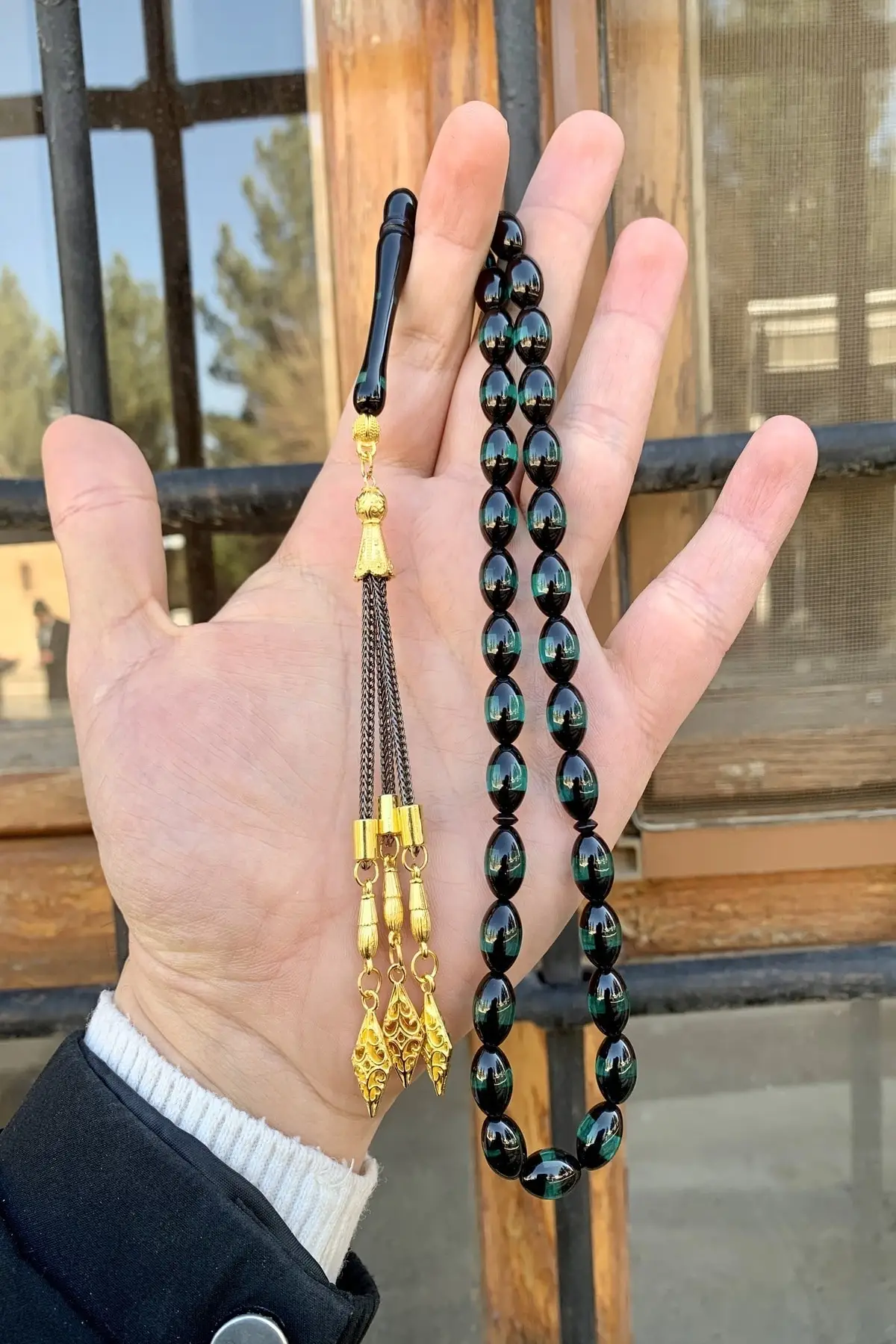 

Men's Vernier Powder Amber Prayer Beads