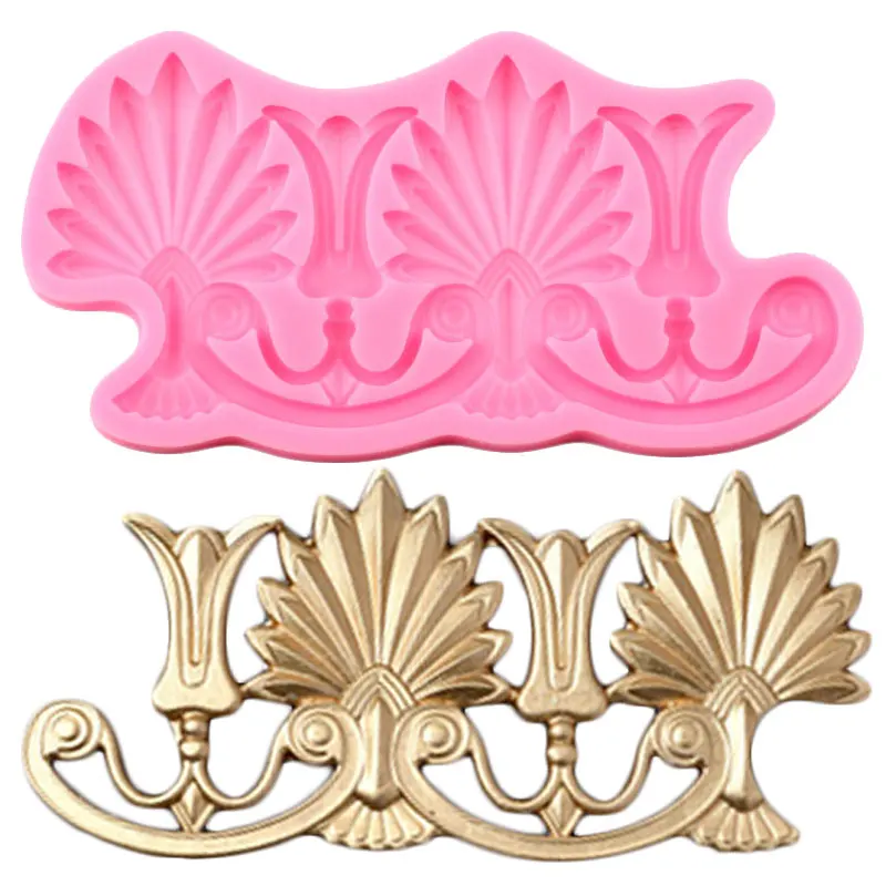 

European Baroque Relief Leaves Lace Silicone Mold Flower Wedding Cake Border Fondant Cake Decorating Tools Candy Chocolate Mould