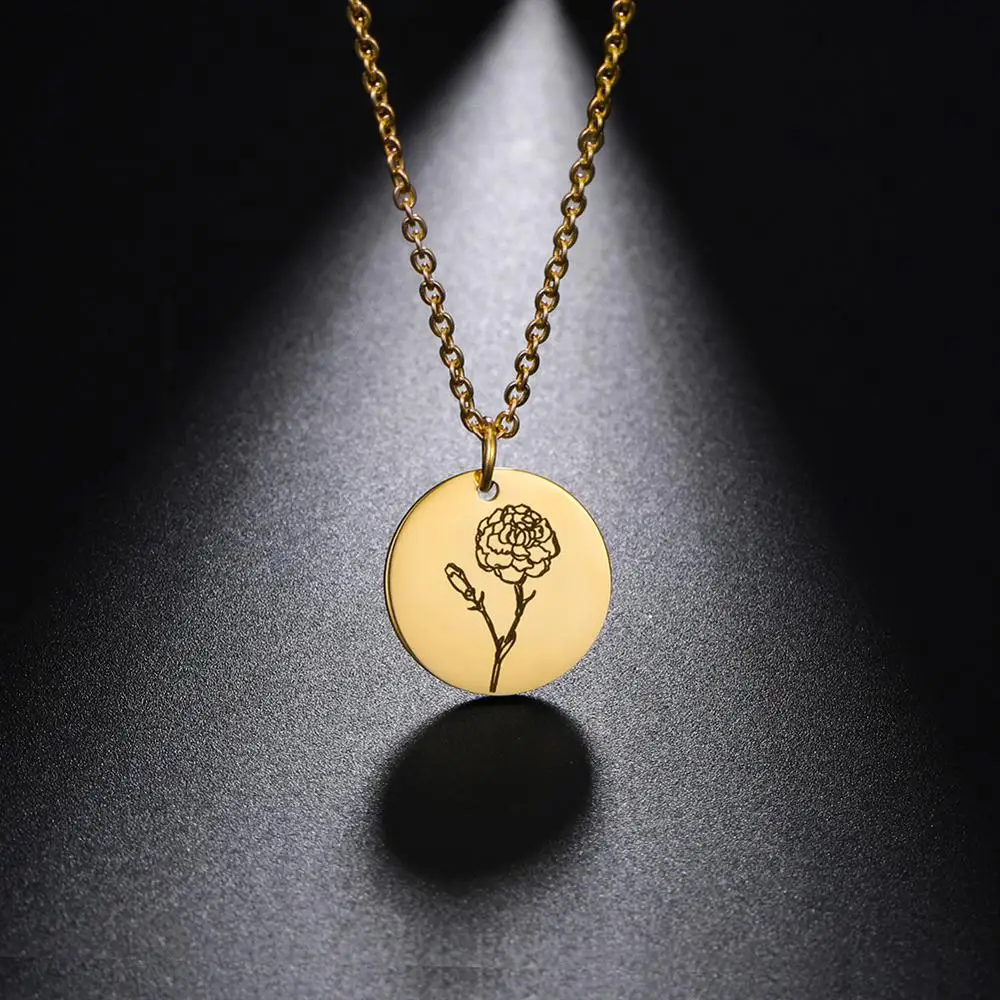

Likgreat Carnation Flowers Pendant Necklaces for Women Lovers Stainless Steel Charm Choker Accessories Jewelry Birthday Gift