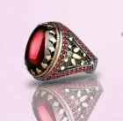 Мужское кольцо, серебряные турецкие ювелирные изделия ручной работы, рубиновый камень, все размеры, подарок для Него
