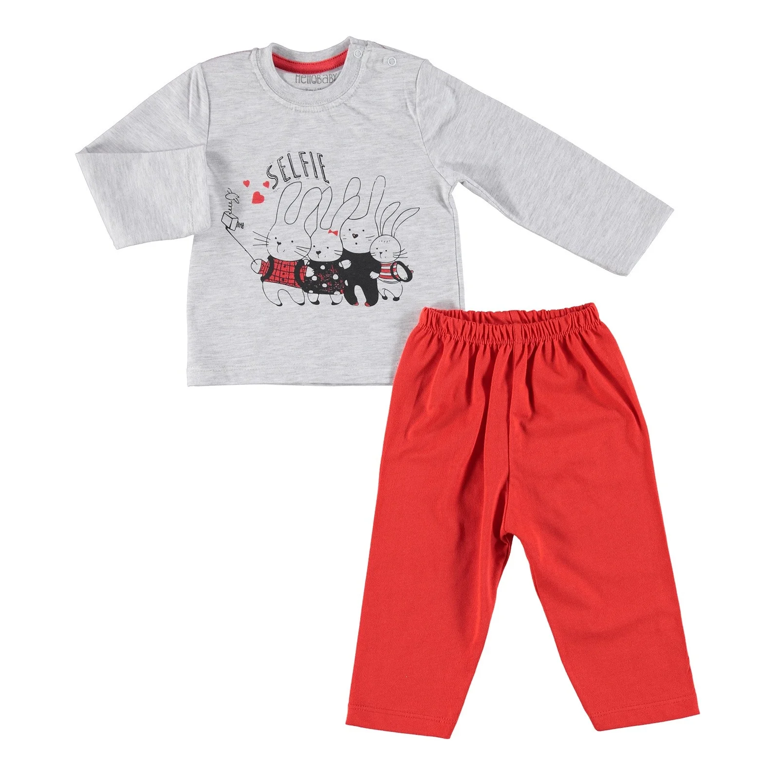 Пижамный комплект ebebek HelloBaby с длинными рукавами| |