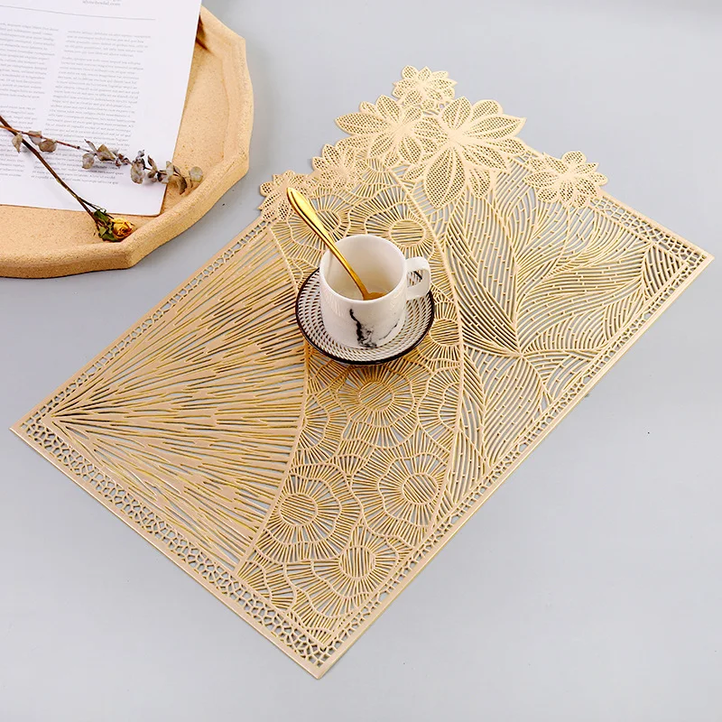 

New style pvc hollow rectangular western food mat, household simple non-slip heat insulation pad, tea coaster