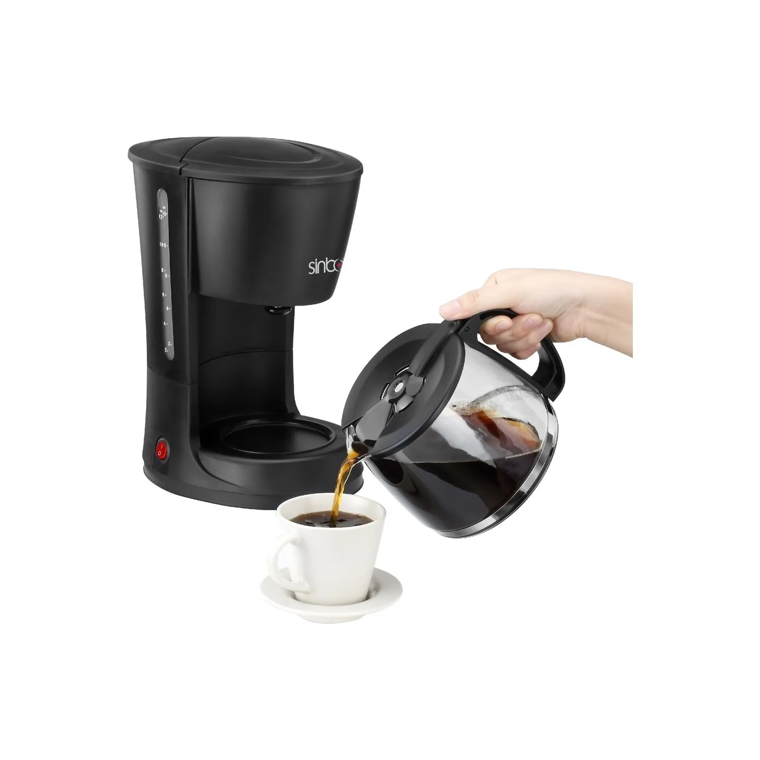 

Кофе-машина Sinbo SCM-2938, автоматическая кофеварка на 12 чашек, практичная, вкусная, 800 Вт, стеклянная чаша, качественная, стильный дизайн