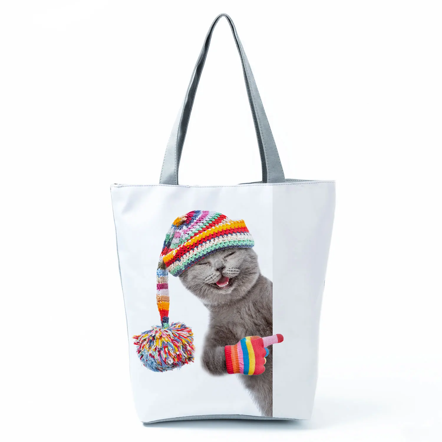 

Простая Сумка через плечо с животными, Экологичная портативная дорожная сумка с милым котом, Женская Повседневная сумка большой емкости, су...