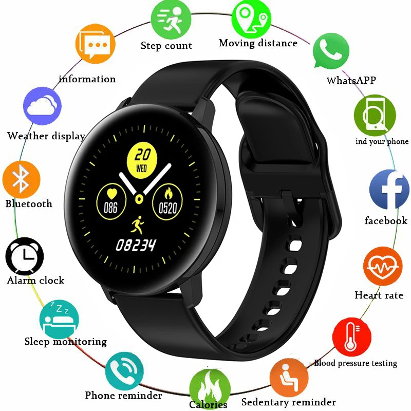 Смарт часы полностью сенсорный изогнутый экран для мужчин пульсометр кровяное