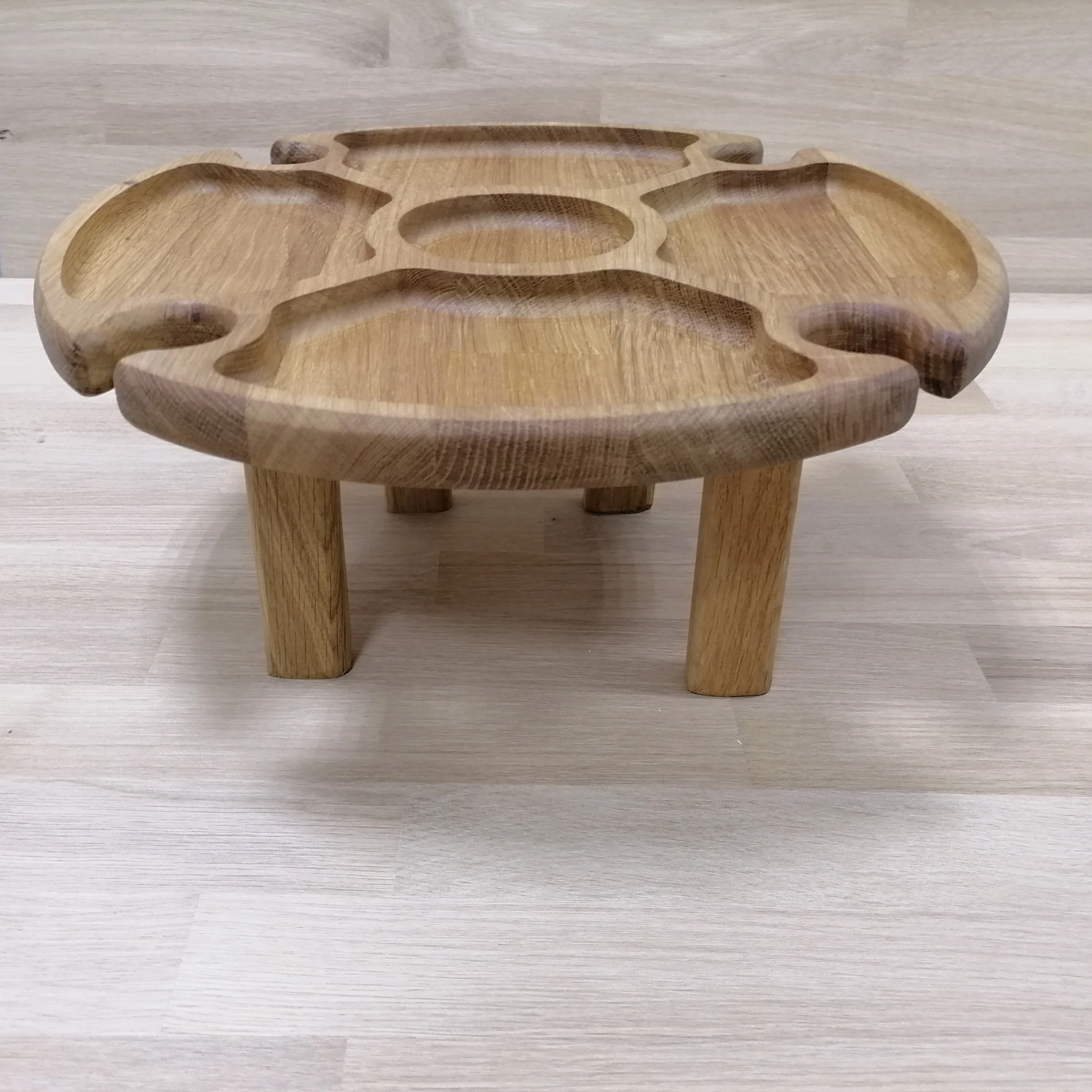 Wooden folding table for wine and picnic with stand glasses 33x33 cm | Bar Tables