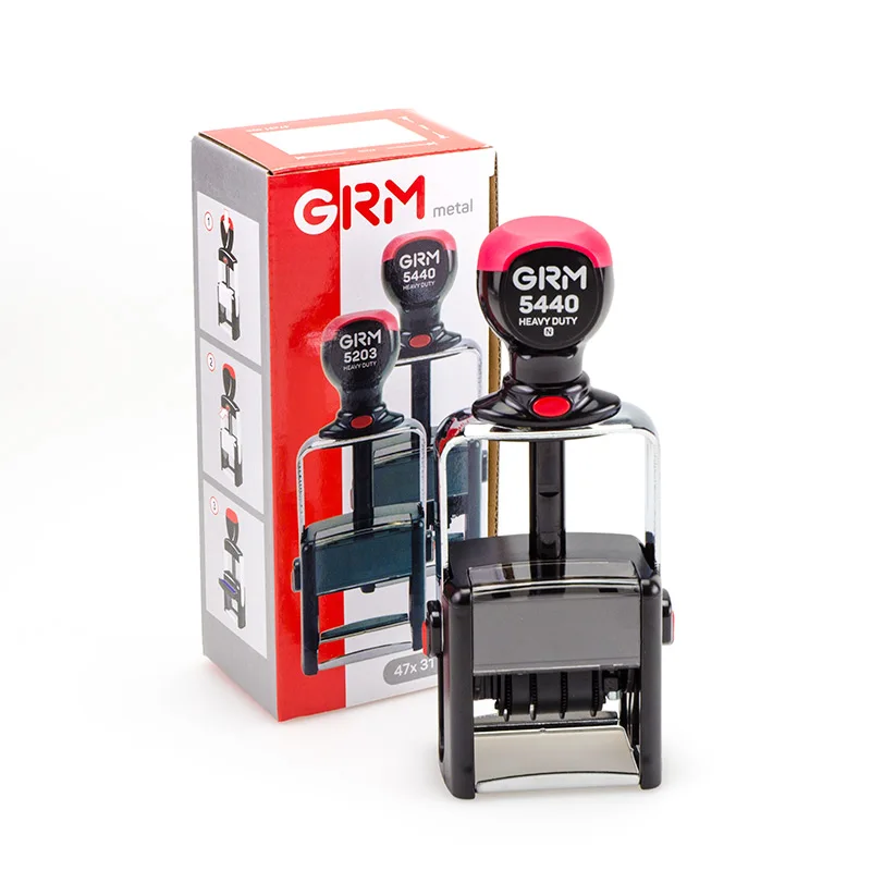 GRM 5440 Heavy Duty - металлический датер с полем для текста 47х31 мм цифр. | Канцтовары офиса
