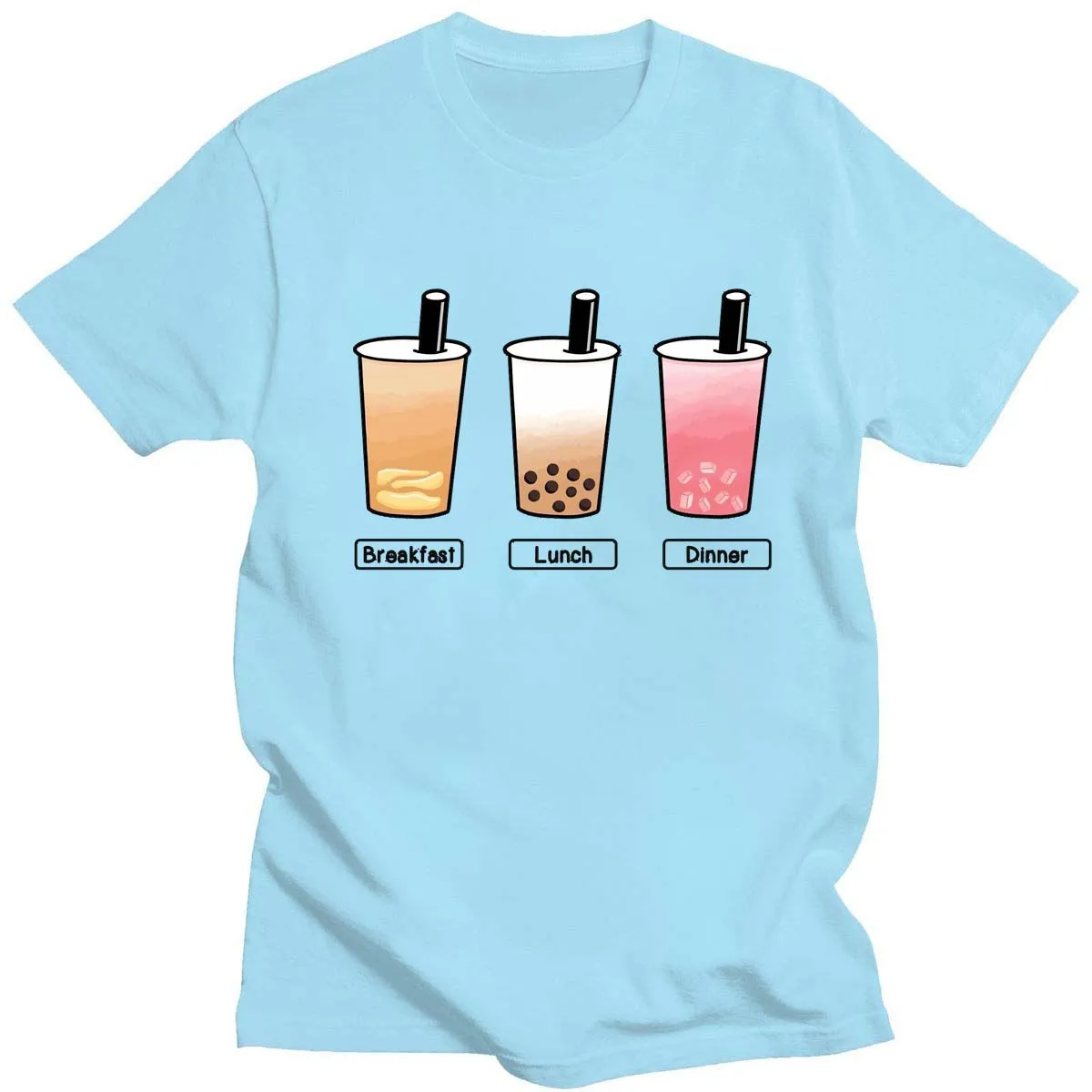 

Summer 14-Color New Milk Tea Print T-Shirt Neutral Cotton Round Neck Cute Top Daily Casual Simple Breathable Short Sleeves