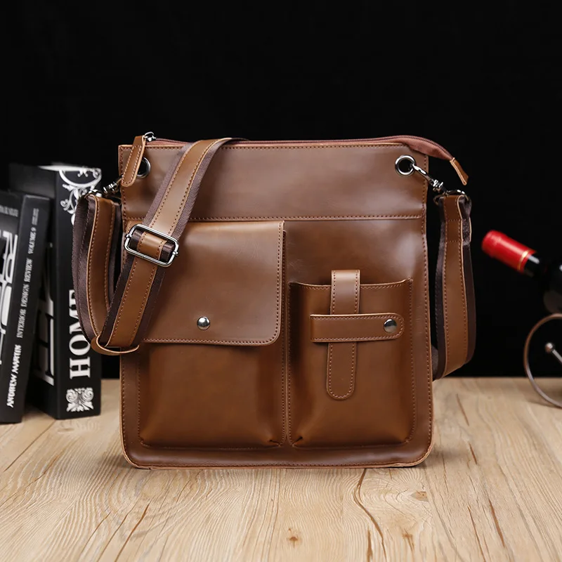 

Fashion Men's Handbag Shoulder Bag Vintage Trends Real Leather Retro Messenger Bag Stylish Casual Male Cross body Shoulder Bag