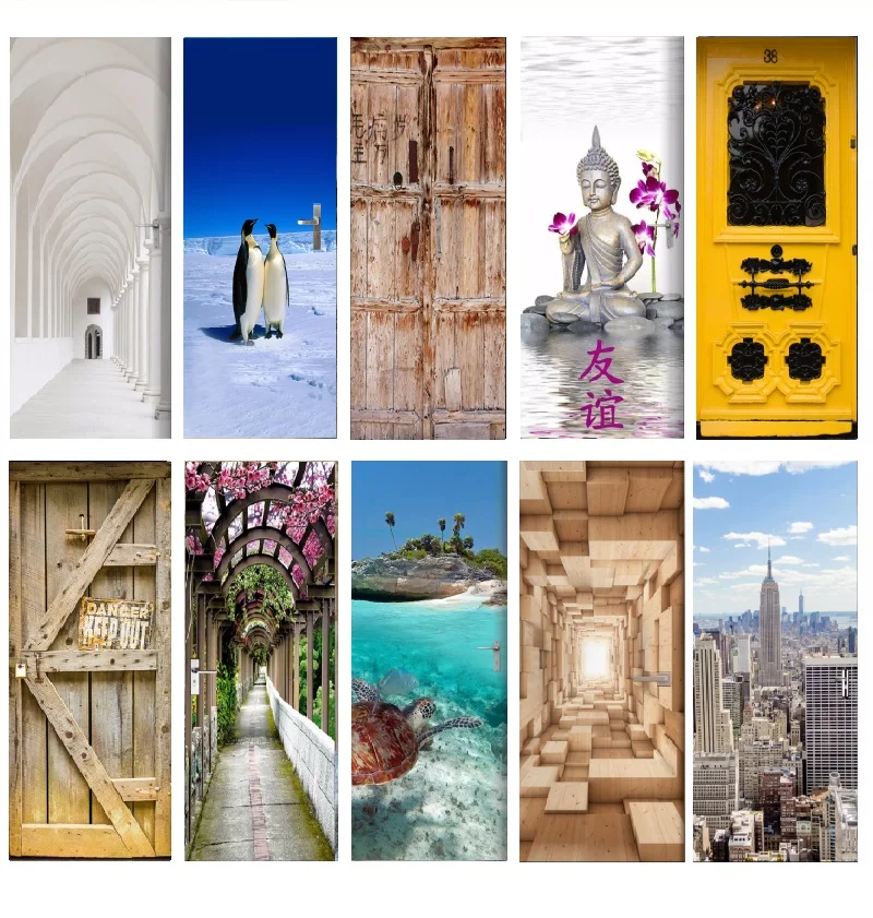 Дверная наклейка съемные клейкие обои деревянные ворота Будда дверь ремонт