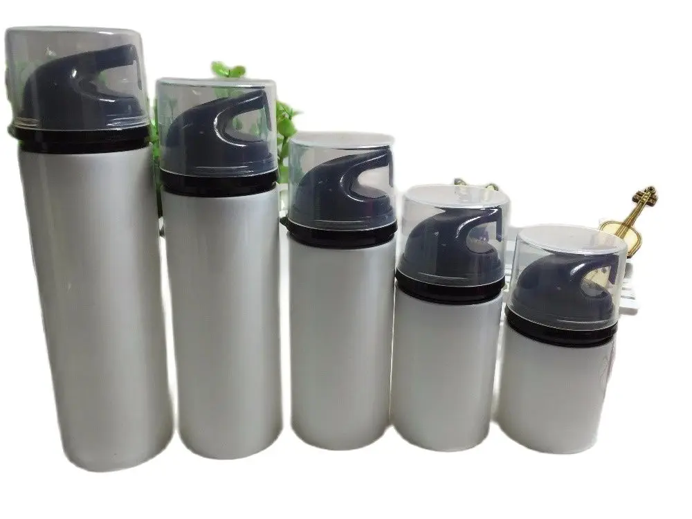 Пластиковая безвоздушная бутылка 100 мл белая/прозрачная черного цвета для