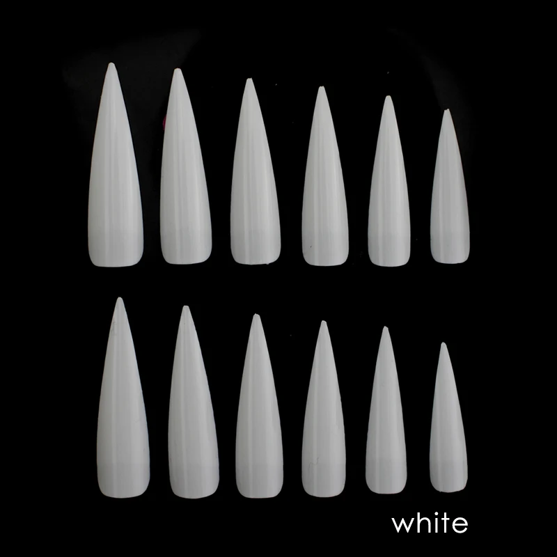 

48Pcs/Lot Nails Salon Stiletto Long False Fake Nails Tips Manicure Artificial White/ Clear /Natural Full Cover Tips