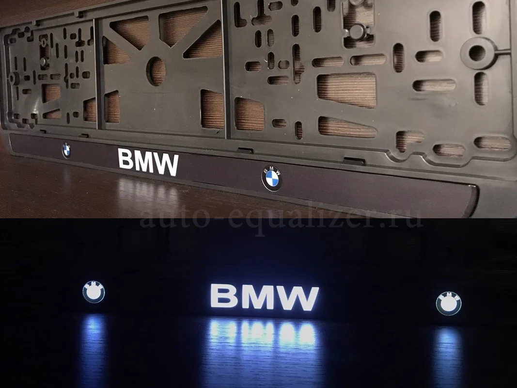 LED рамка номера авто номерная с подсветкой логотипа BMW номерные рамки для на