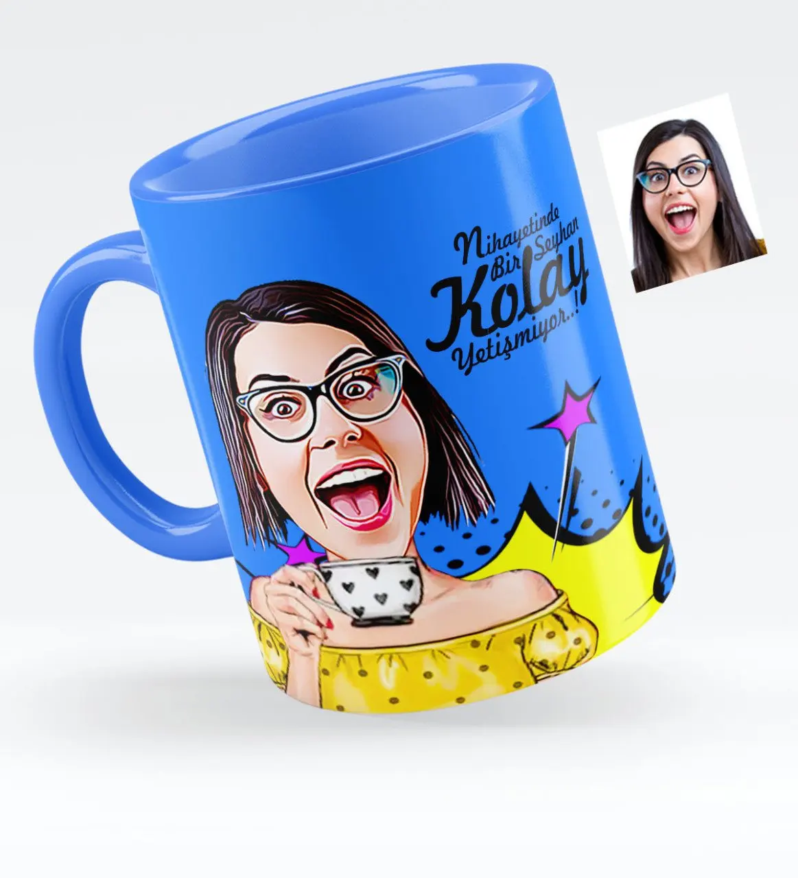 

Personalized Women 'S Caricature Of Blue Mug cup-6