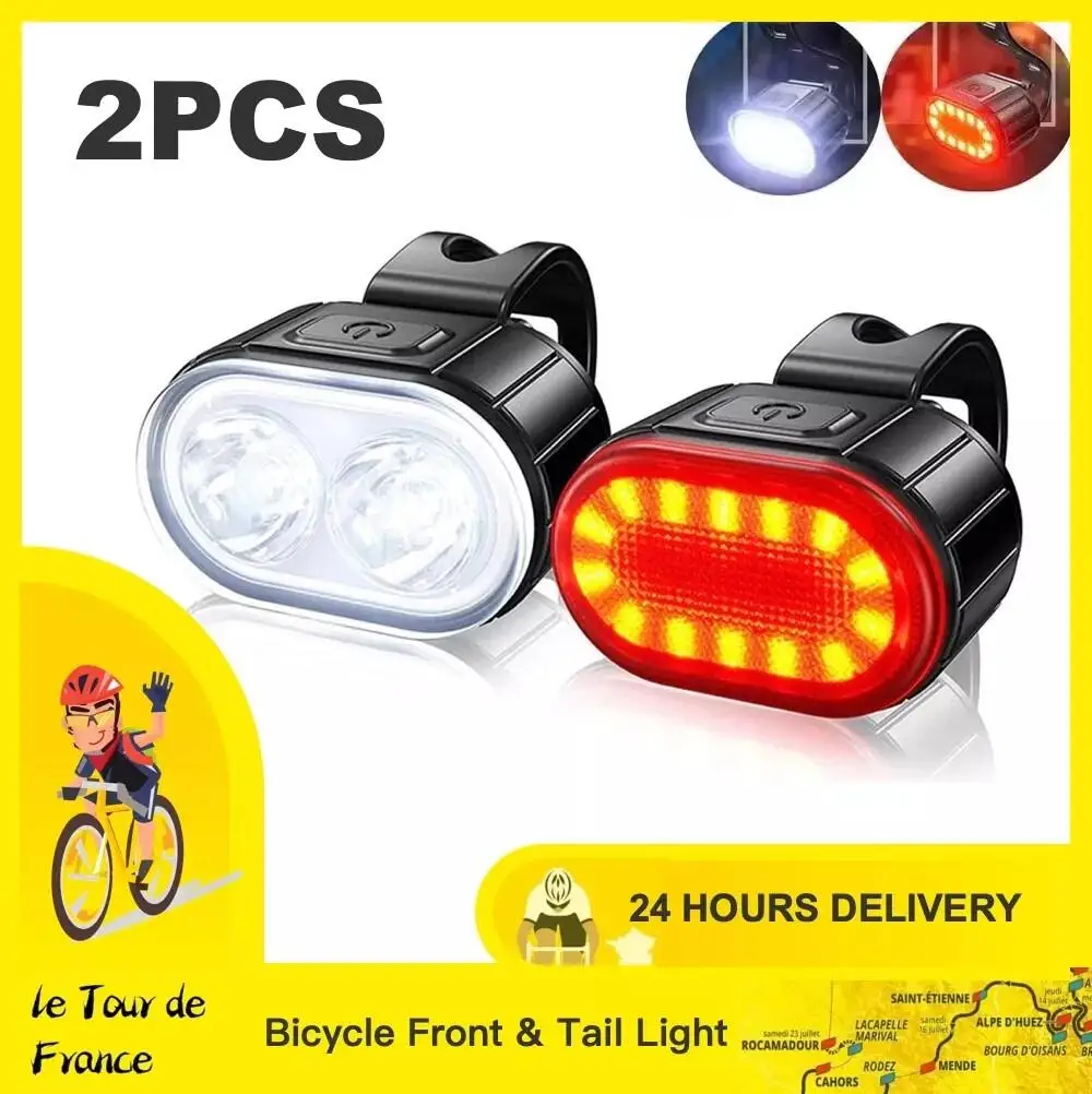 Фары велосипедные передние и задние светодиодные 2 шт. | Спорт развлечения