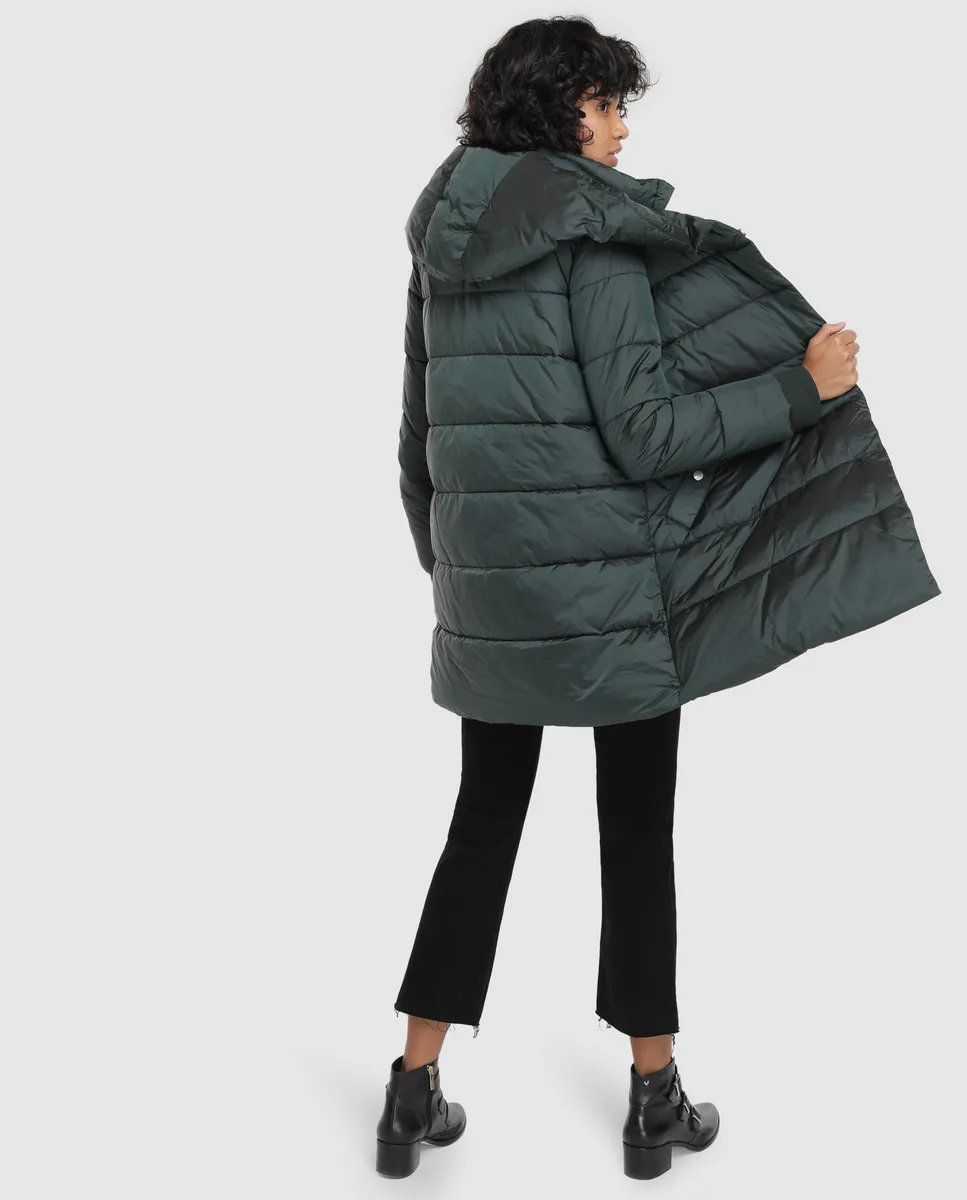 Женский пуховик с двойной горловиной и капюшоном|Жилеты безрукавки| |