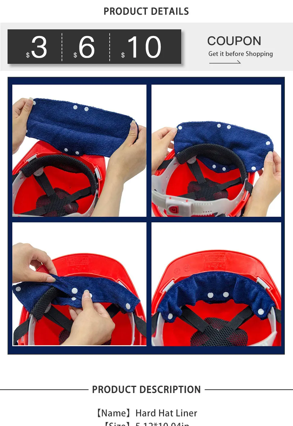 2PCS hard hat sweatband headband 