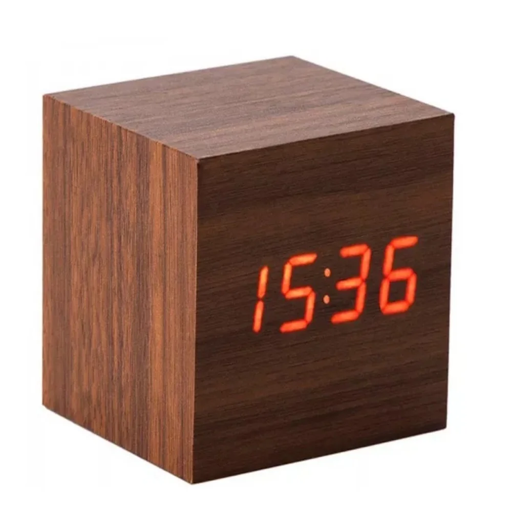 LED table clock alarm wooden cube VST 869 |