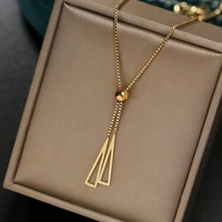 316l stainless steel new fashion upscale jewelry pull adjustment sexy tassel charms chain choker necklaces pendants for women