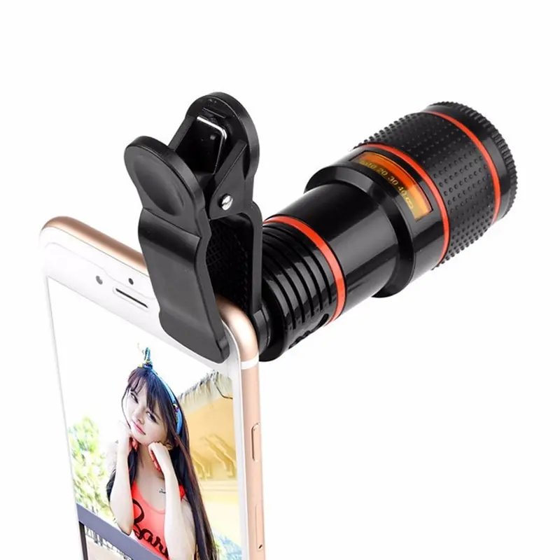 Объектив камеры телефона универсальный зажим 8X 12X зум телескоп для сотового