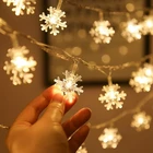 Рождественские украшения 2022, светодиодсветильник шения в виде снежинок для дома, подвесная гирлянда, гирлянда, Рождественское украшение, новый год