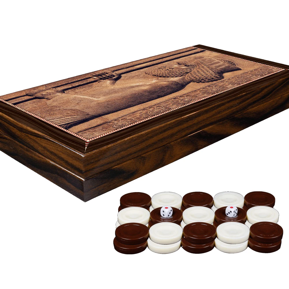 Artwork Korush Luxury Backgammon Game Set Wooden Big Size Board With Chips Checkers Dices Pieces For Gift Deck Box