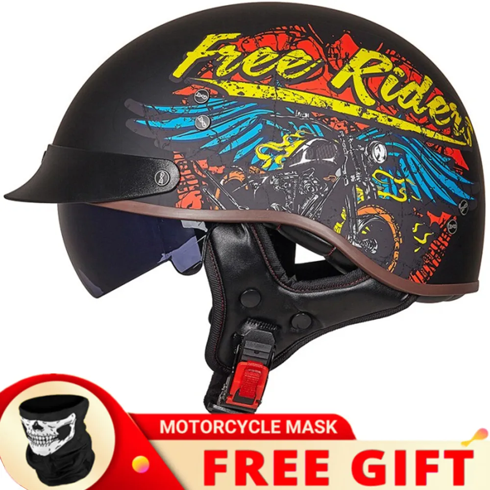 

DOT Certification Retro Vintage Casco Moto Unisex Motorcycle Helmet Open Face Scooter Biker Motorbike Racing Riding Helmet With